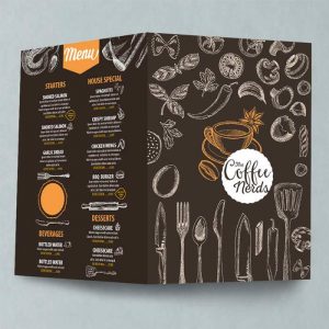 Folded creased menuc designed and printed